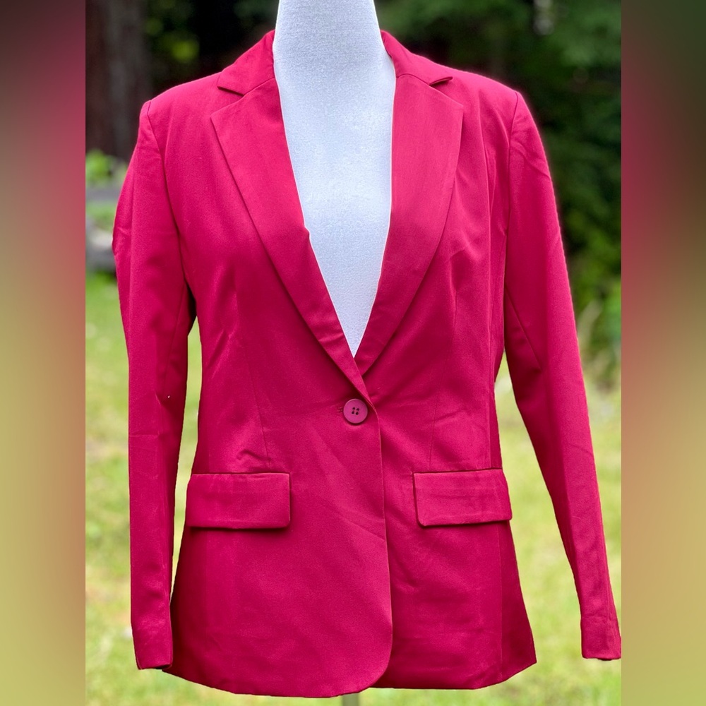 NWT Burgundy C Icybell Blazer Size L Lined